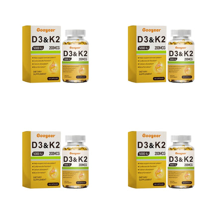 Googeer Vitamin D3 & K2 Capsules with Immune System Support and Bone Formation Support for Calcium Absorption, 120 Capsules