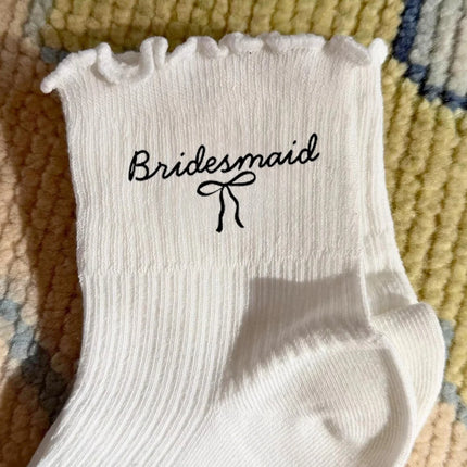Bride Team Bride To Be White Socks for Wedding Day Women Maid of Honor Gifts From The Bride Bridesmaid Gift Bridal Shower Party