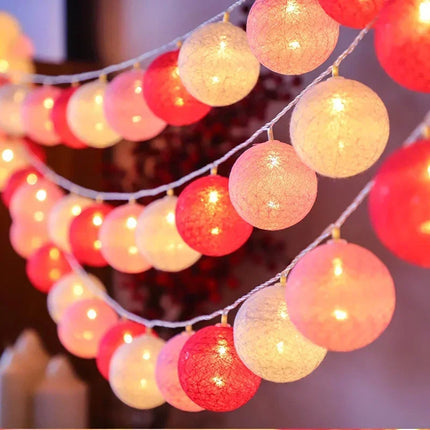 10/20LED String Lights Battery Cotton Balls Christmas Garland Fairy Light Novelty Lamp Chain for Home Wedding Party Decoration
