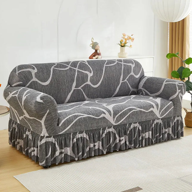 XM-Luvetoria 1pc Printed Sofa Slipcover Non-slip Elastic Sofa Cover With Skirt Furniture Protector for Bedroom Office Living Room Home Decor