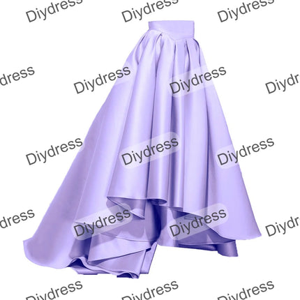 Women's High Low Elegant Prom Party Skirt A-Line Pleated Front Short Back Long Satin Skirt With Pockets For Evening Gown