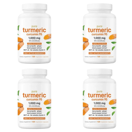Turmeric Curcumin 95 Capsules 1000mg with Ginger Black Pepper Extract Vitamin C Joint Comfort Antioxidant Support 120 Count