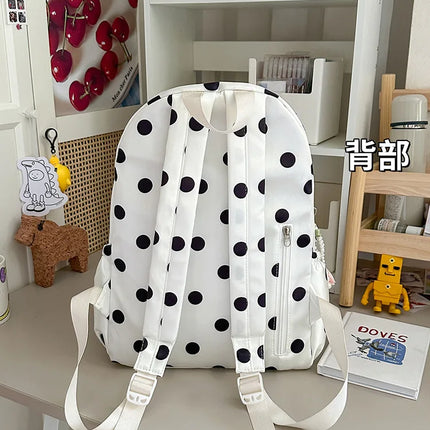 Casual Women Backpack Lightweight Travel Female Backpack Polka Dot School Bag for Teenage Girls Shoulder Bag Short Trips Bagpack