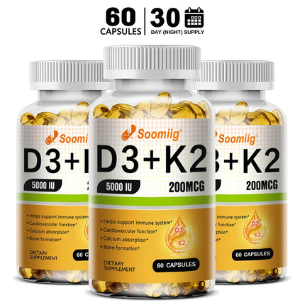 Vitamin D3 K2 - Vitamin D3 5000 Iu & K2 As MK-7 200 Mcg - with Magnesium, Zinc, Immune & Mood Support, for Bone & Teeth Health