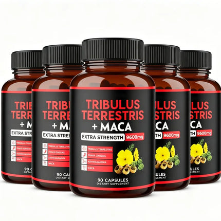 Premium Tribulus Terrestris Capsules - Combined with Ashwagandha, Panax Ginseng & Maca Boost Energy - 90 Counts for 3 Months