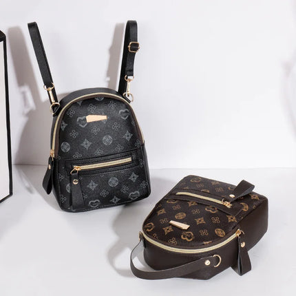 Mini Backpack Women PU Leather Printed Fashion Small Backpack 3 Ways Carry Lightweight Casual Daypack for Daily Travel Shopping