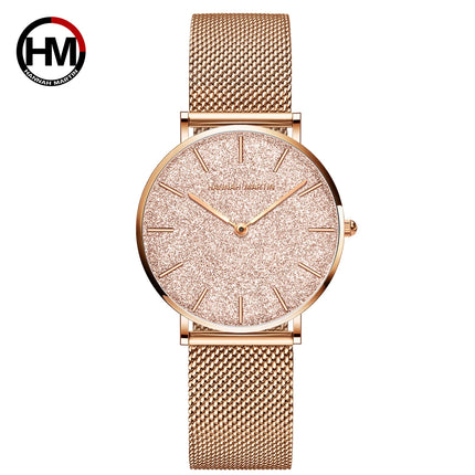 HANNAH MARTIN Women Watch Nordic Minimalist Japan Quartz Movement 3Bar Waterproof Women 36mm Full Rose Gold Dropshipping Watches