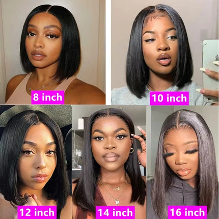 250% Density 13x4 Bone Straight Short Bob Lace Front Human Hair Wigs 13x6 Lace Frontal Wig Brazilian 100% Human Hair 16 Inch 5x5 Glueless Wig For Women