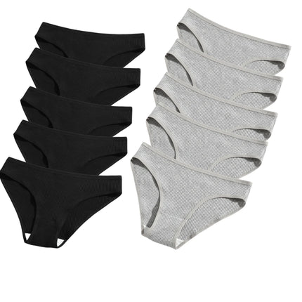 10Pcs/Set Women Cotton Briefs Breathable Panties Low Waist Briefs Sports Solid Soft Skin-Friendly Underwear Daily Wear S-XXL