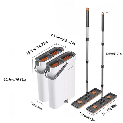 JOYBOS 33cm Spin Hand Free Flat Mop With Bucket Set Wet Dry Separation For Living Room Toilet Home Mops Floor Cleaning Tool