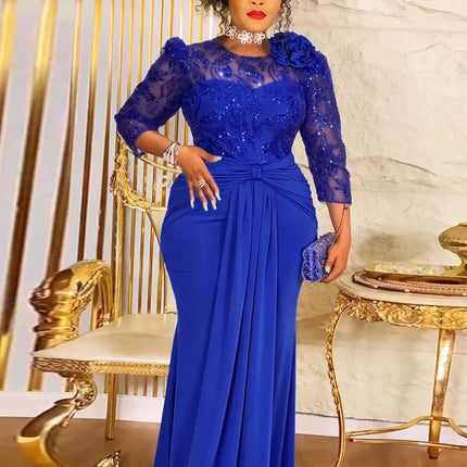 Elegant Women Luxury Party Dresses Sequin Pleated Mermaid Gown Wedding Prom Birthday Dinner Long Dress Ladies Africa Clothing