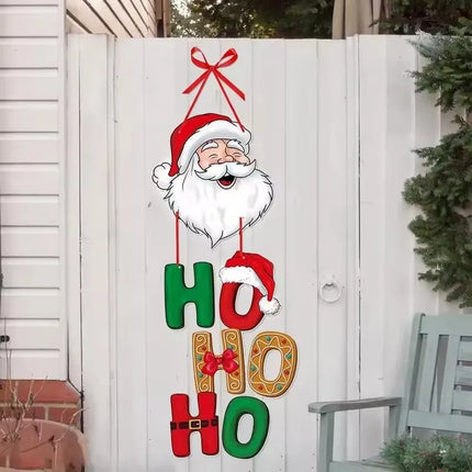 Merry Christmas Door Hanger, Santa Claus Snowman Xmas Tree Hanging Ornament, New Year Party Pendants for Home Christmas Decor