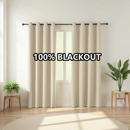 1panel Solid 100% Blackout Curtains with Grommets, Total Privacy Drapes for Bedroom, Beautiful Curtains for Living Room