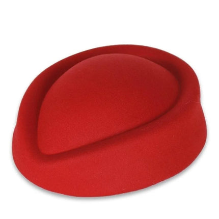 New British Retro Top Hats Formal Concave Top Felt Beret Solid Flight Attendant Hat Women Headwear