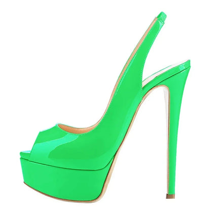 LOSLANDIFEN New 14CM Platform Super High Heels For Woman Sexy Open Toe Sandals Gladiator Party Dress Women Shoes Plus Size 44