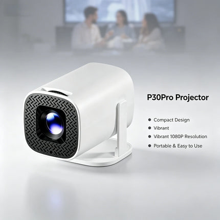 P30PRO Smart Projector Android 14 WiFi6 Bluetooth5 Native 720P 4K Video Decoding Wireless Screen Mirroring Portable Home Cinema