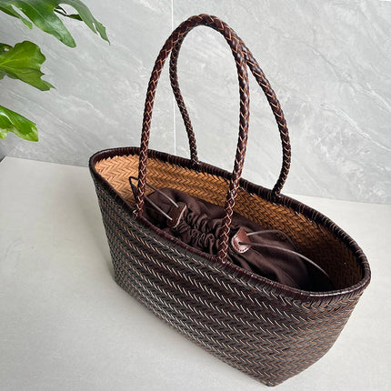 Handbags Women's Genuine Leather Shoulder Bag Weaving Casual Shopping Bag Vintage Big Tote Purse Cowhide Cross Hand Bags Lady