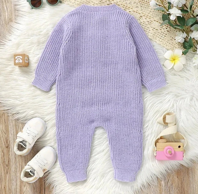 0-24M Newborn Baby Boys Girls Solid Knitted Jumpsuit Spring Autumn Toddler Long Sleeved Knitting Romper Kids Clothes For Infant