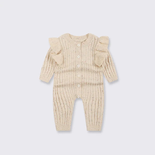 0-2Yrs Winter Baby Girl Clothing Infant Baby Girls Jumpsuit Long Sleeved Solid Color Knitted Toddler Baby Girl Romper