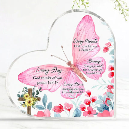 Christian Gifts Religious Gifts Scripture Gifts for Women Bible Verse Inspirational Heart-Shaped Acrylic Desk Decor Perfect