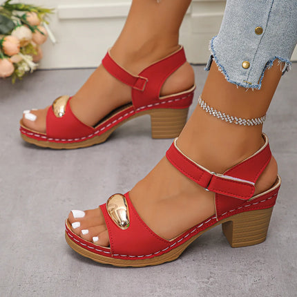 Women's Fashion Sandals 2026 Summer New Coarse Heel Leisure Comfortable Retro Outdoor Beach Cool Pumps Open Toes Elegant Sandals