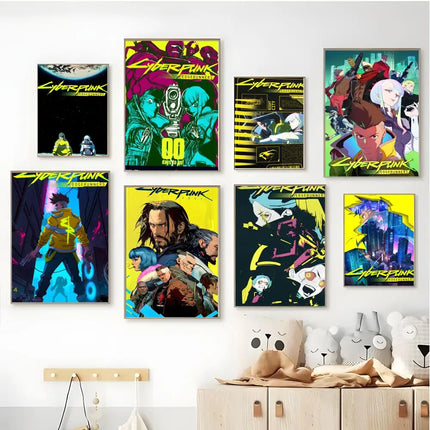 C-Cyberpunk Edgerunners Poster HD art sticky wall waterproof home living room bedroom bar aesthetic decoration