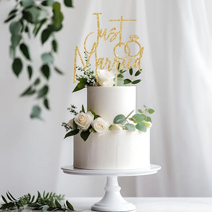 Just Married Cake Topper, Wedding, Marriage, Engagement Party Decoration Supplies, Just Engaged, Bride Groom