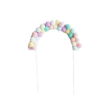 Colorful Archway Cake Topper Flags Fuzzy Ball Birthday Wedding Cupcake Toppers Party Baby Shower Cake Decor DIY