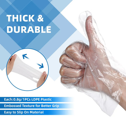 200 Pcs Disposable Clear Gloves - Food Grade Waterproof Oil-Proof for Kitchen Cooking Cleaning Catering