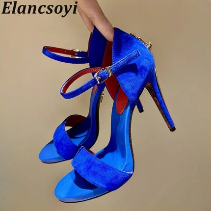 2025 Super High Heels Leather Sandals Women Open Toe High Heel Party Shoes Summer Ankle Strap Women's Gladiator Sandalias Mujer