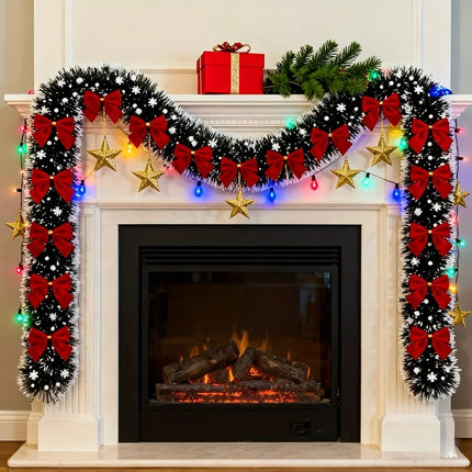 Artificial Christmas Garland Xmas Tinsel Garlands with Bowknot for DIY Wreath Christmas Tree Ornaments New Year Home Table Decor