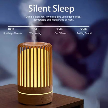 Wood-Grain Birdcage Aromatherapy Diffuser, Ultrasonic Humidifier, USB-Powered with RGB Night Light