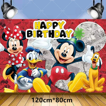 Mickey Balloon Cartoon Mouse Minnie Decorations Party Happy Birthday Banner Cake Topper Disposable Tableware Background Gift Bag