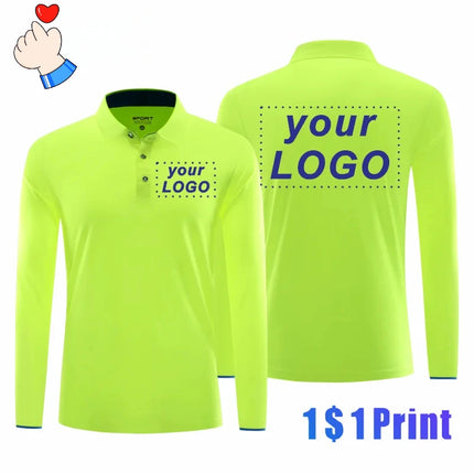 Long Sleeve Quick Dry Sports Polo Shirt Running Fitness Shirt Customized Logo Printing Breathable T-shirt Tops S-6xl 2025