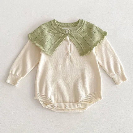 New Infant Baby Girls Knitted Jumpsuit Autumn Winter Children Knitted Clothes Long Sleeve Sweet Flower Rompers