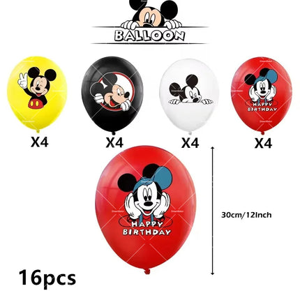 Mickey Balloon Cartoon Mouse Minnie Decorations Party Happy Birthday Banner Cake Topper Disposable Tableware Background Gift Bag