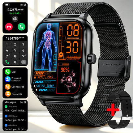 Golden Men woman Smart Watch 1.83" HD Screen Health Monitor wireless Call Sports Fitness tracking SmartWatches IP68 Waterproof