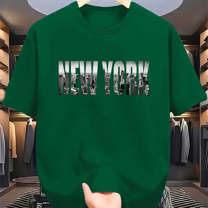 Simple Fashion New York Letters T Shirts For Men Summer Trendy Hip Hop 3D Printed T-shirts Loose Streetwear Breathable Tees Tops