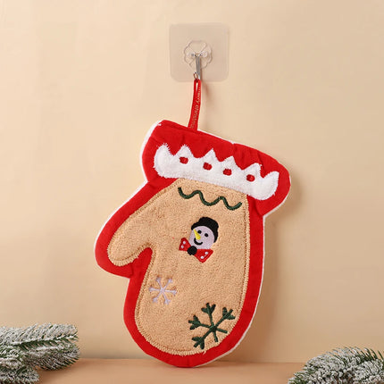 Christmas Hand Towel Cartoon Gingerbread Man Snowman Coral Fleece Towel Christmas Home Kitchen Bathroom Decoration Xmas Gifts