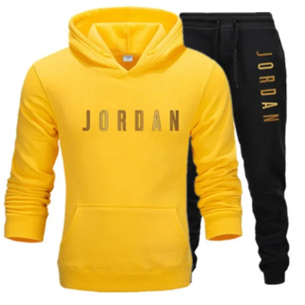 Men's printed sports suit hoodie and sweatpants two-piece set  suitable for casual sports street wear