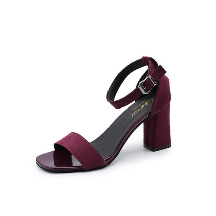 Women's 2025 Summer Fashion Sandals Medium High Heel Plus Size 34-42 Outdoor Sandalias Elegant Bridal Buckle Strap Wedding Shoes