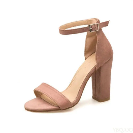 Ladies Large size Sandals Summer Fashion hollow out Women high heels Comfort suede fish mouth sandals Casual buckle female pumps