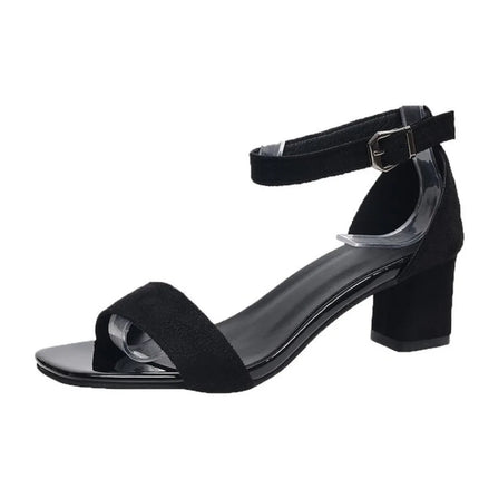 Women Heels Sandals 2025 New Summer Sandal Fashion Square Low Ladies Elegant Dress High Heels Sandal Shoes Outdoor Casual Slides