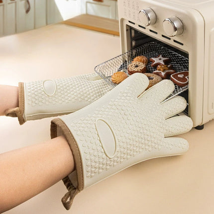 Anti-scald Silicone Oven Mitts for Kitchen Non-Slip Insulated Microwave Gloves for Baking BBQ Gloves Heat Insulation Mittens