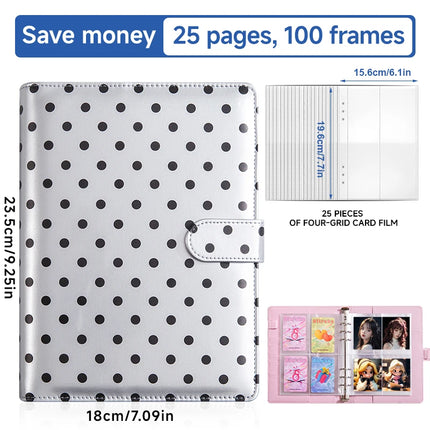A5 6-Hole Loose Leaf Polka Dots Binder Photocards Collect Book Kpop Photo Albums Diary Agenda Planner Cover Cash Budget Storage