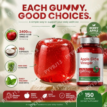 Apple Cider Vinegar Capsules Supports Healthy Digestion Metabolism 2400mg Per Serving for Adults 150 Capsules 4 Month Supply