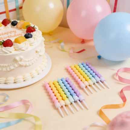 6/12ps Cakelove  Colorful Birthday Candles With Stand Star Heart Cake Candle Baby Children Birthday Party Supplies Wedding Decor