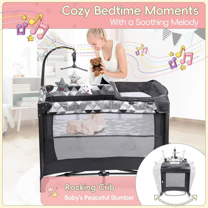 5-in-1 Baby Bassinet Bedside Sleeper, Portable Pack and Play with Changing Table, Baby Crib with Carry Bag, Cosleeper Attach to