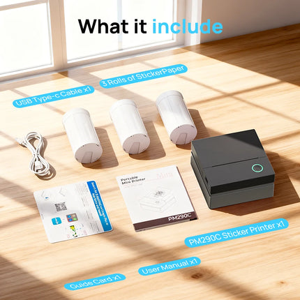PM290CB Portable Thermal Printer, 2 Inch Portable Printer with 3 Rolls Paper- Instant Print, Compatible With Ios/Android Devices For Photos, Labels, Notes & More - Ideal For Thanksgiving, Christmas, Halloween Gifts & Study