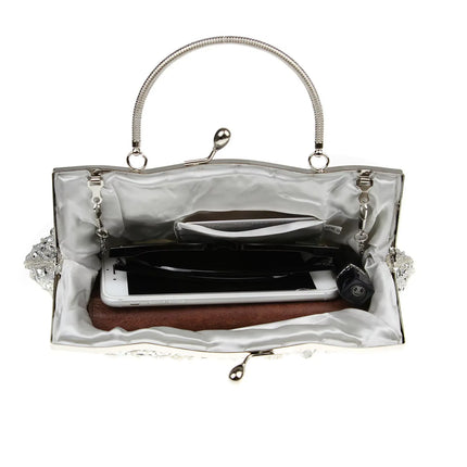 Women's Retro Small Totes Evening Bags Beaded Embroidered Ladies Clutch Purse Shoulder Chain Wedding Party Handbags Bags Purses